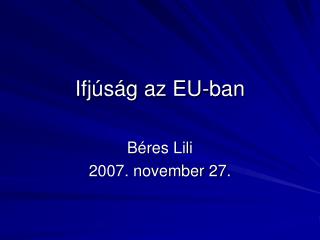 Ifjúság az EU-ban