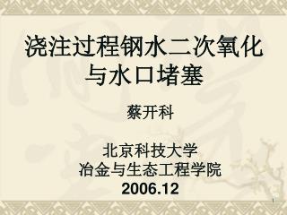 浇注过程钢水二次氧化 与水口堵塞