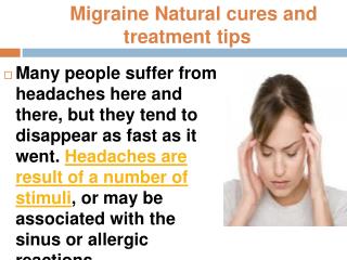 Migraine Natural cures and treatment tips