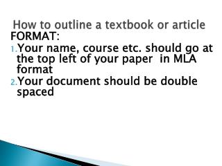 How to outline a textbook or article