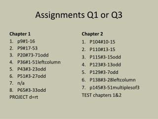 Assignments Q1 or Q3