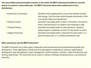 When should you use the MBTI instrument?