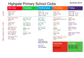 After school 3.45 – 4.45