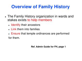 Overview of Family History