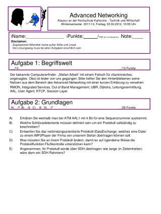 iName: ___________________ i Punkte: ______ / 100 (40 zum Bestehen) i Note:____