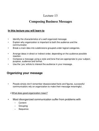 Lecture 13 Composing Business Messages