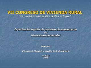 VII CONGRESO DE VIVIENDA RURAL “La ruralidad como política pública inclusiva”