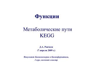 Функции Метаболические пути KEGG