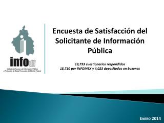 Encuesta de Satisfacción del Solicitante de Información Pública 19,733 cuestionarios respondidos