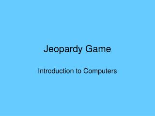 Jeopardy Game