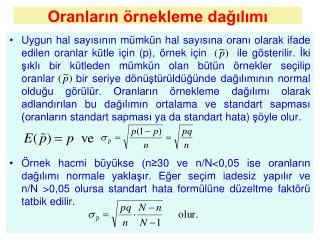 Oranların örnekleme dağılımı