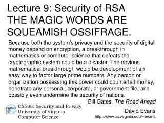 David Evans cs.virginia/~evans