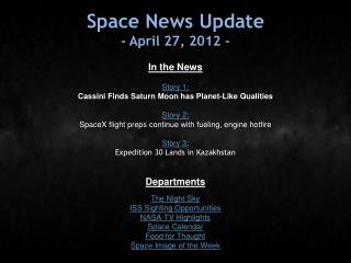 Space News Update - April 27, 2012 -