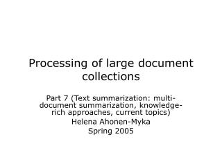 Processing of large document collections