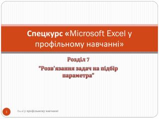 Спецкурс « Microsoft Excel у профільному навчанні »