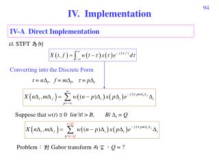 IV. Implementation