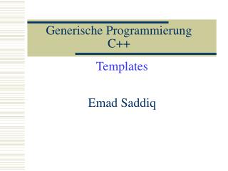 Generische Programmierung C++
