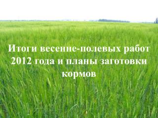 Итоги весенне-полевых работ 2012 года и планы заготовки кормов