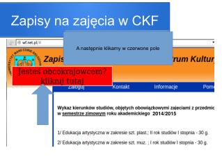 Zapisy na zajęcia w CKF