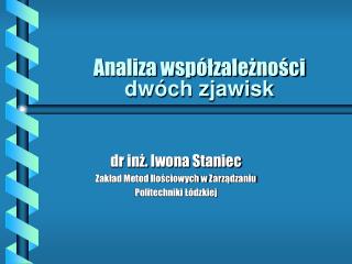 Analiza współzależności dwóch zjawisk