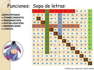 Funciones: Sopa de letras: