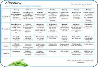 Aftenmenu Uge 42 fra den 13. oktober til den 19. oktober 2014