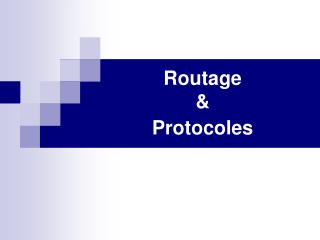 Routage &amp; Protocoles