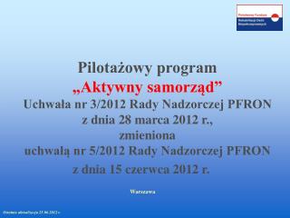 Pilotażowy program „Aktywny s amorząd”