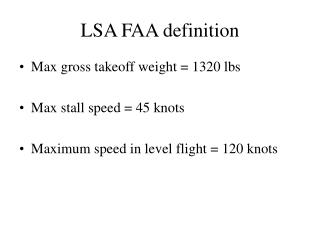 LSA FAA definition