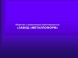 Общество с ограниченной ответственностью «ЗАВОД «МЕТАЛЛОФОРМ»