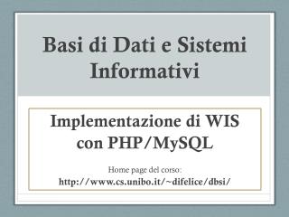 Basi di Dati e Sistemi Informativi