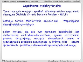 Zagadnienia wielokryterialne