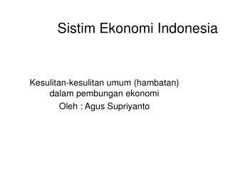 Sistim Ekonomi Indonesia