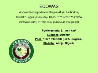 ECOWAS Wspólnota Gospodarcza Krajów Afryki Zachodniej