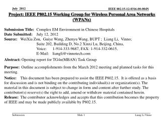 Project: IEEE P802.15 Working Group for Wireless Personal Area Networks (WPANs)