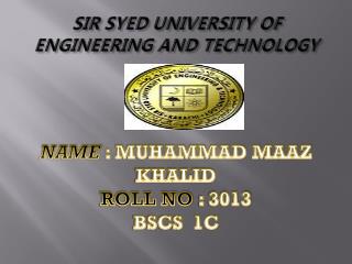 SIR SYED UNIVERSITY OF ENGINEERING AND TECHNOLOGY