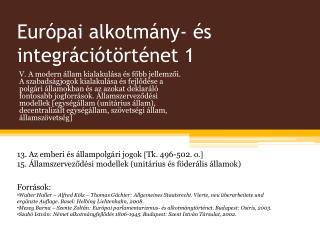 Európai alkotmány- és integrációtörténet 1