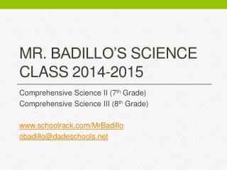 Mr. Badillo’s Science Class 2014-2015