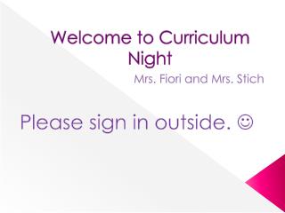 Welcome to Curriculum Night