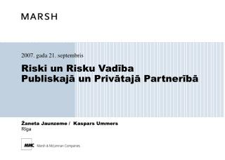Risk i un Risku Vadība Publiskajā un Privātajā Partnerībā