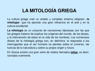 LA MITOLOGÍA GRIEGA