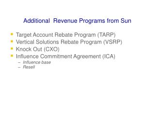 Additional Revenue Programs from Sun