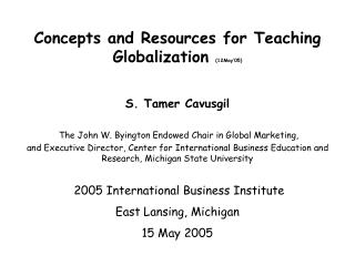 Concepts and Resources for Teaching Globalization (12May’05)