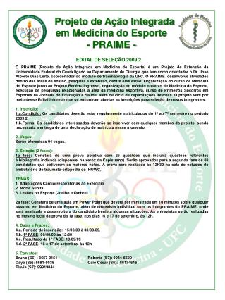 Projeto de Ação Integrada em Medicina do Esporte - PRAIME -