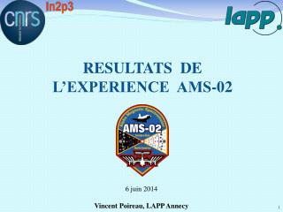 RESULTATS DE L’EXPERIENCE AMS-02