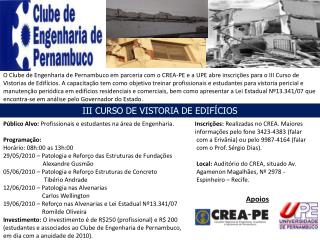 III CURSO DE VISTORIA DE EDIFÍCIOS
