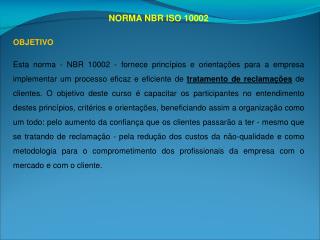 NORMA NBR ISO 10002