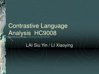 Contrastive Language Analysis HC9008