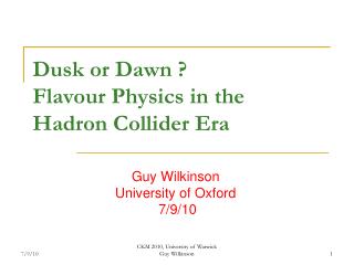 Dusk or Dawn ? Flavour Physics in the Hadron Collider Era