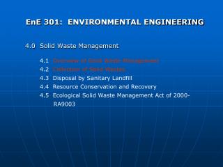 EnE 301: ENVIRONMENTAL ENGINEERING